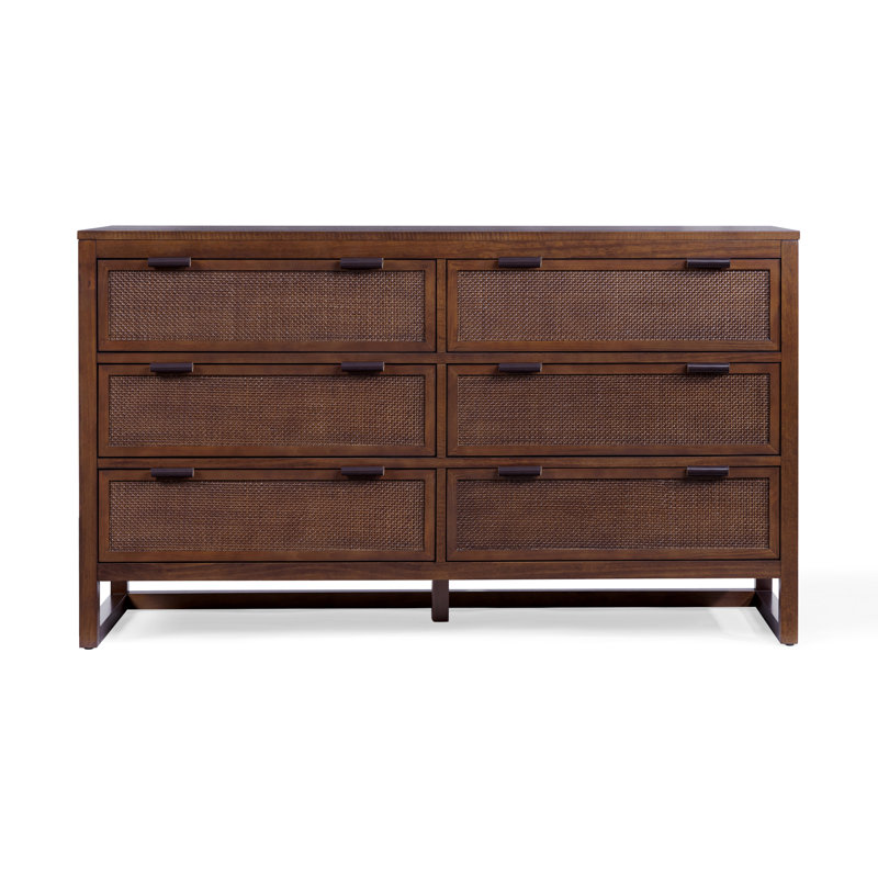 Solid Wood 140cm W 6 - Drawer Chest of Drawers, Walnut