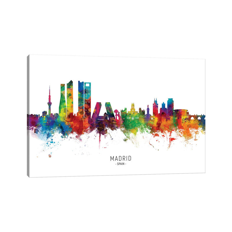 «Madrid Espagne Skyline» par Michael Tompsett, impression sur toile tendue, H 40 po x l 60 po x 1,5 po