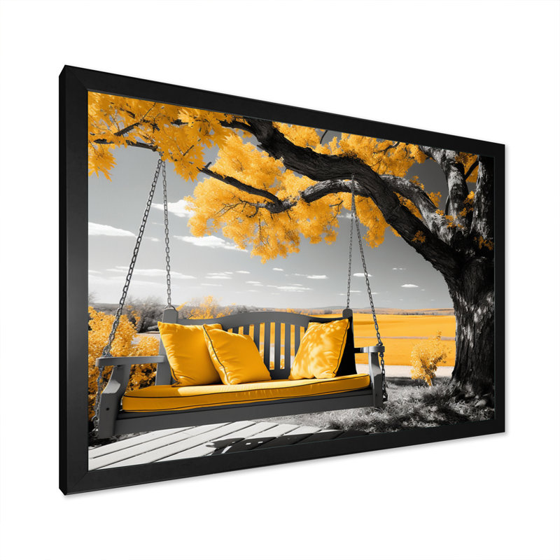 Farmhouse Yellow Country Comfort II - Imprimé, Cadre simple noir, H 16 po x l 32 po x P 1 po