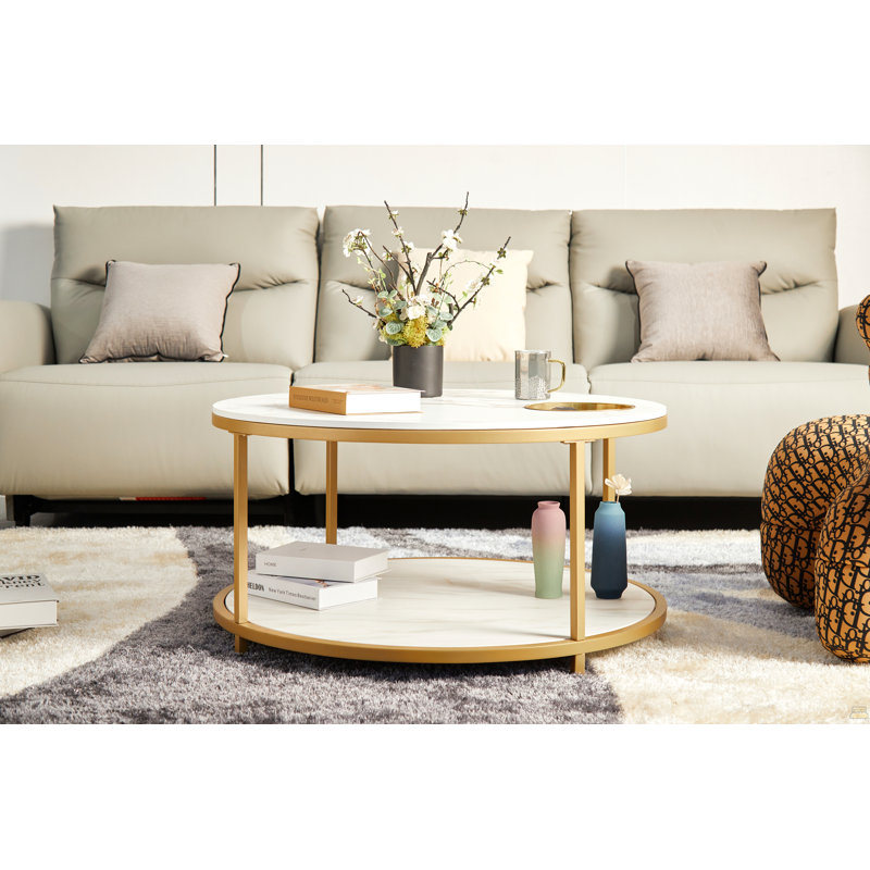 Table basse ronde, table basse de salon de 34,64 pouces
