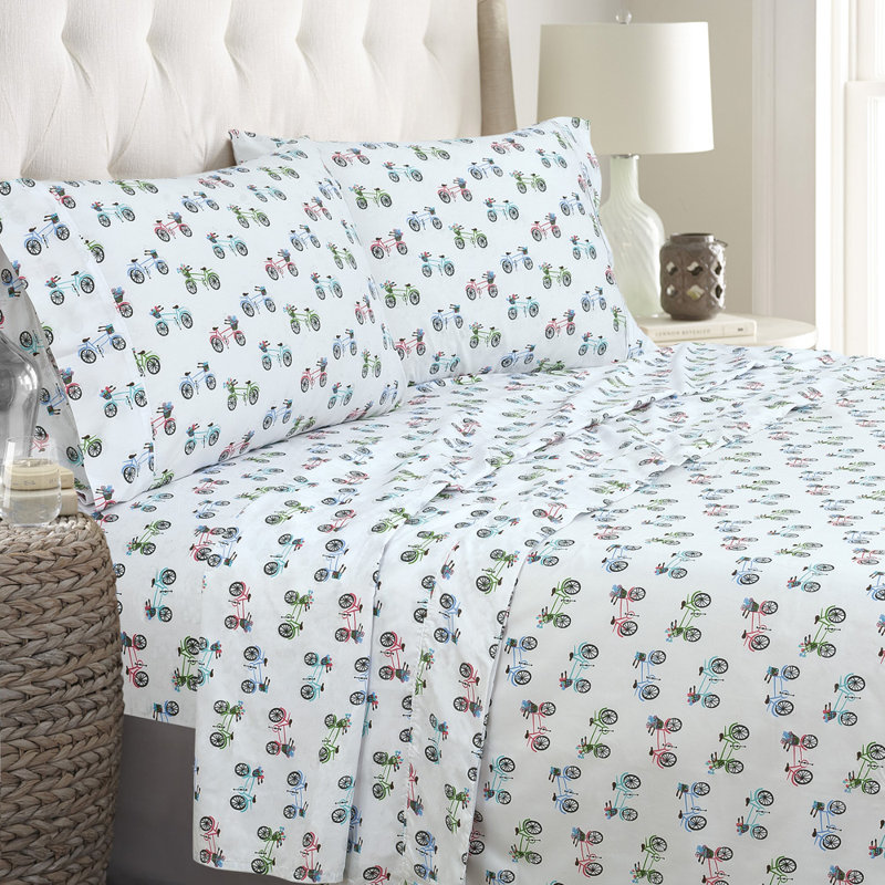 MF922933 Microfiber Percale Sheet Set, King, Bicycle
