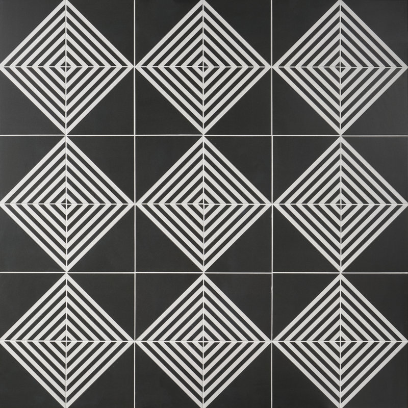 Script Stripe Negative 7.87 in. x 7.87 in. Matte Porcelain Floor and Wall Tile (11.19 sq. ft./Case), Black