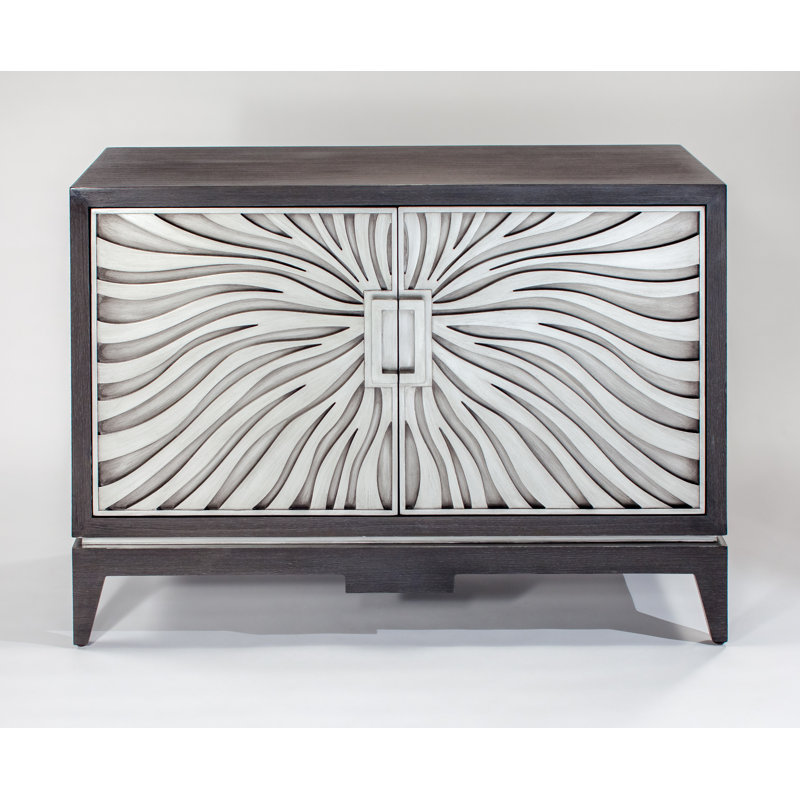 48'' Gray and White MDF Sideboard with Stainless Accents