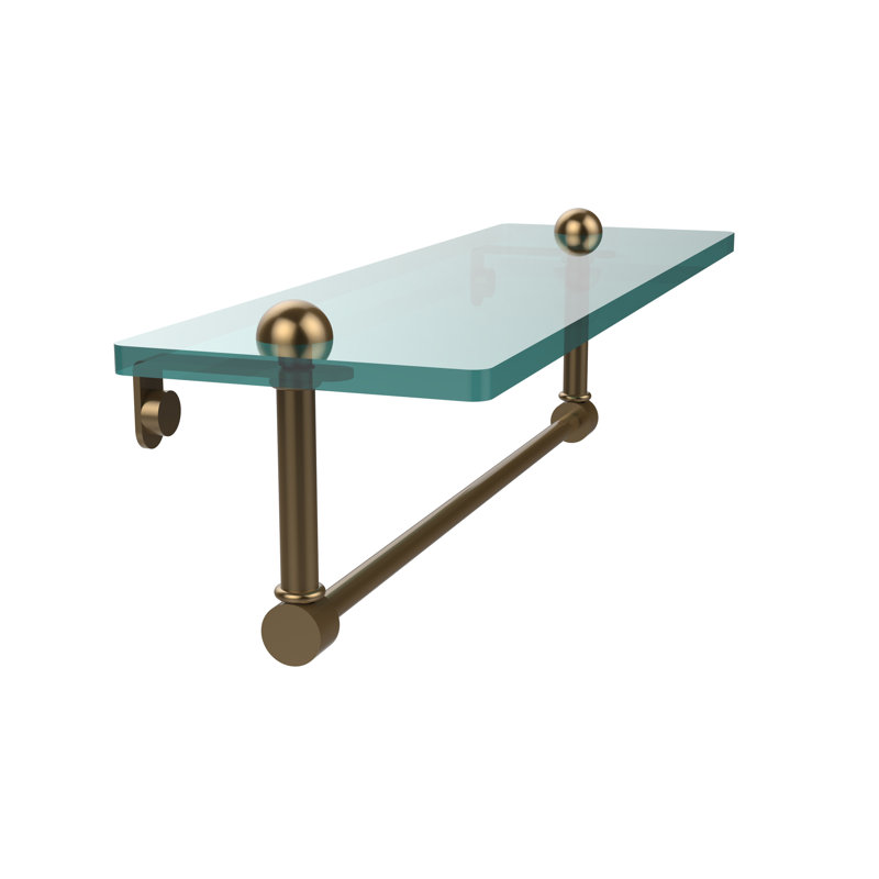 Gober Bracket Shelf with Towel Bar, 16", Brushed Bronze