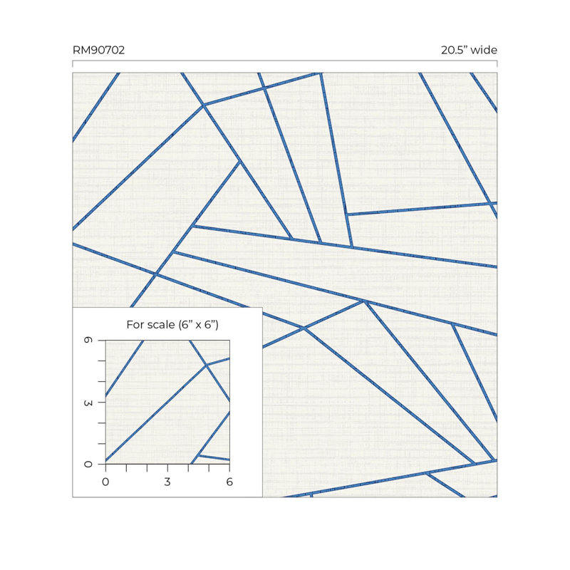 Rouleau de papier peint métallique L 27 po x l 27 po Carballeira, Blanc cassé / Bleu