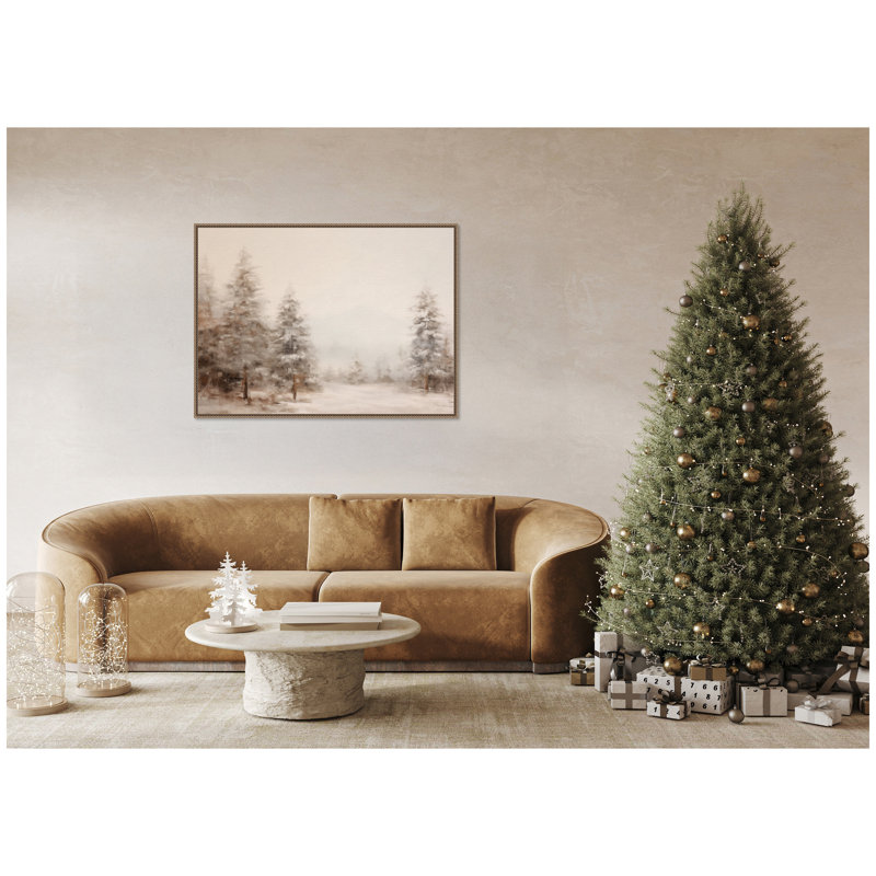 «Warm Neutral Winter Forest Landscape» par The Creative Bunch Studio, reproduction d'art sur toile encadrée