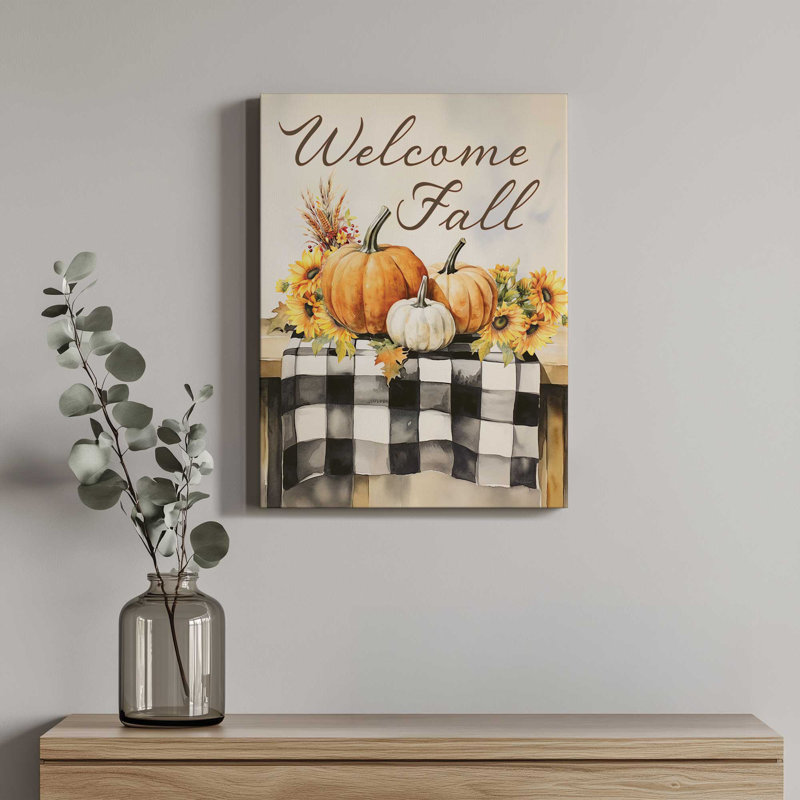 «Welcome Fall Table» par Nicole DeCamp, reproduction d'art, L 36 x H 48, Ne s’applique pas, Toile tendue