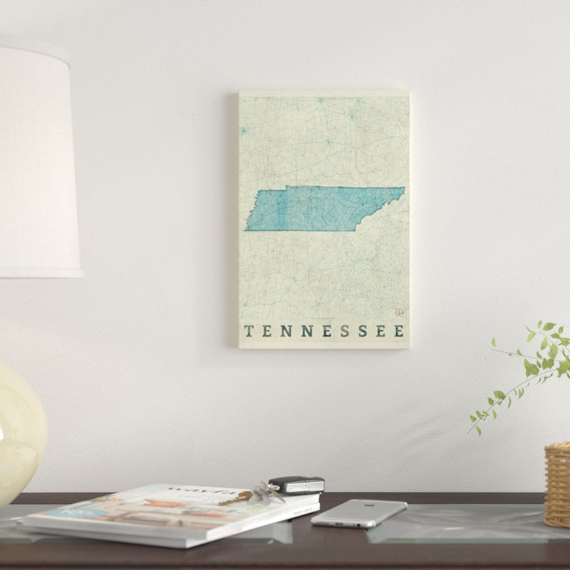 « tennessee map », impression sur toile, H 26 po x l 18 po x P 1,5 po, Toile tendue, Pas de tapis