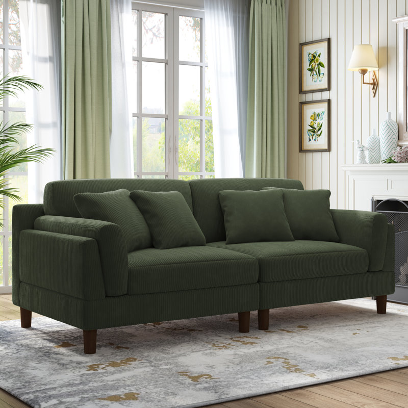 Ainara Bentura 227.9Cm Square Arms Sofa, Green