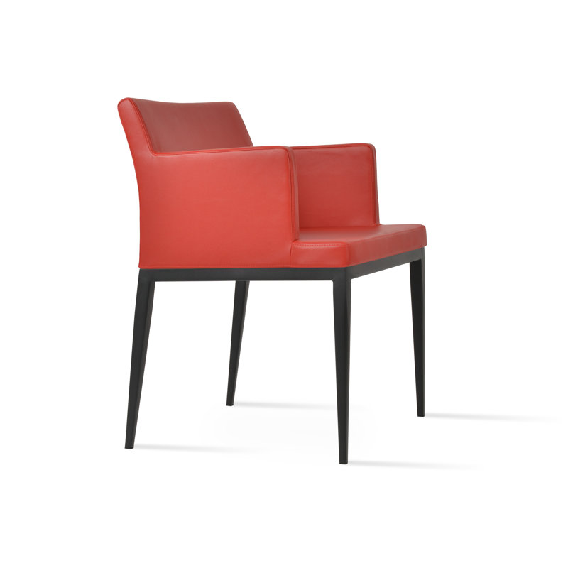 Chaise avec accoudoirs à dossier rembourré Soho, Noir, Rouge