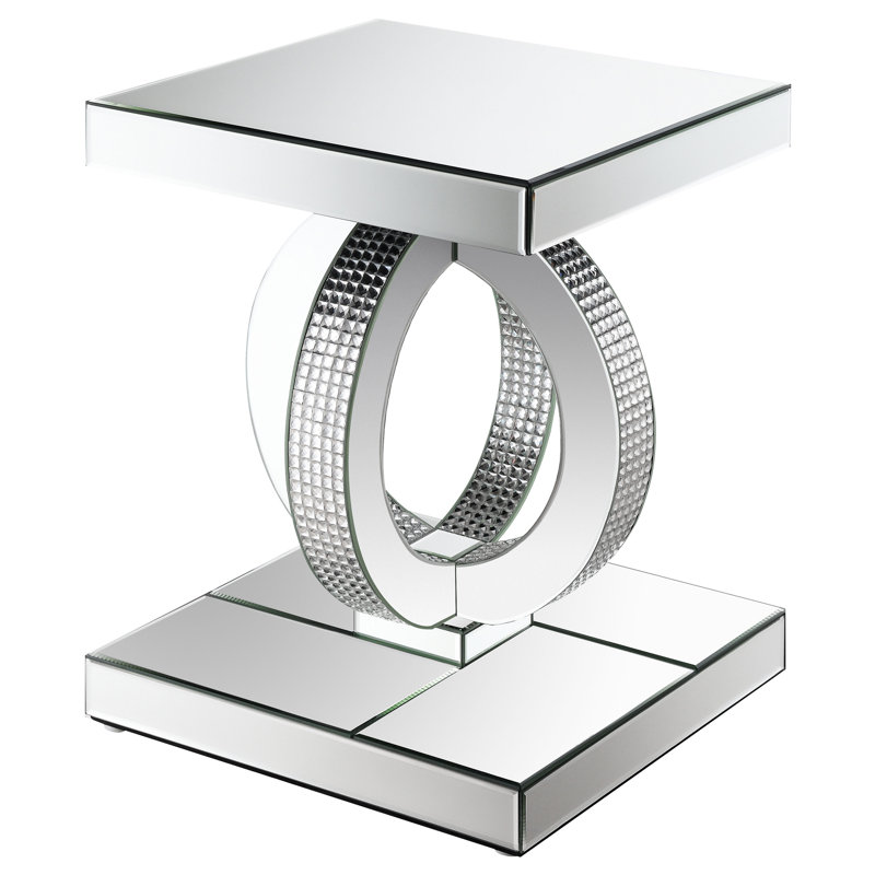 Kallem Mirrored Glass Top End Table