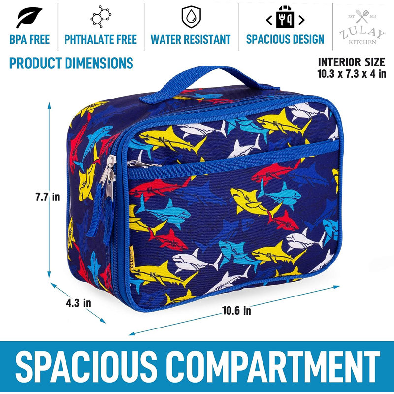 Sunside Sails Insulated Lunch Bag - Thermal Kids Lunch Bag With Spacious Compartment & Built-in Handle