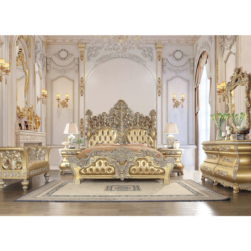 Chambre à coucher avec table de chevet 3 tiroirs en lustre doré, avec tiroir en feutre de teinte dorée pour la chambre à coucher