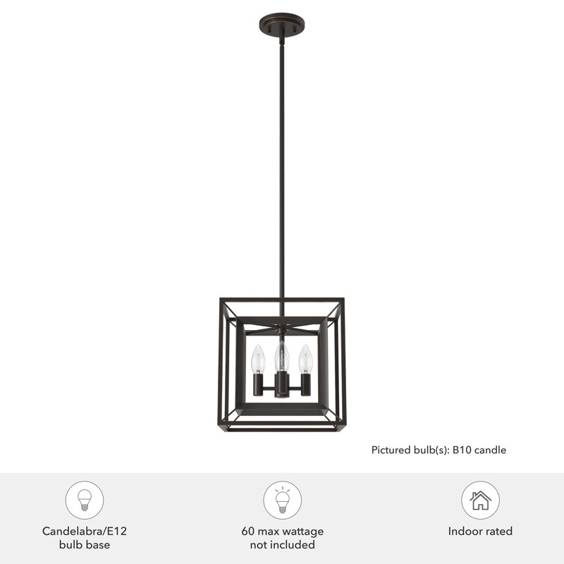 Doherty 12" Bronze and Glass 4-Light Pendant