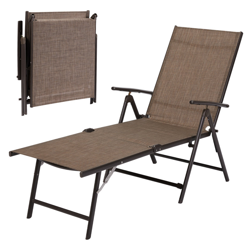 Hildale Outdoor Metal Chaise Lounge, Brown