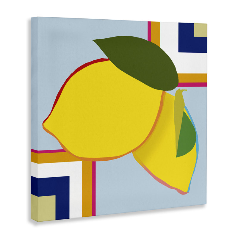Toile géométrique au citron, design par Daniela Santiago, H 24 po x l 24 po