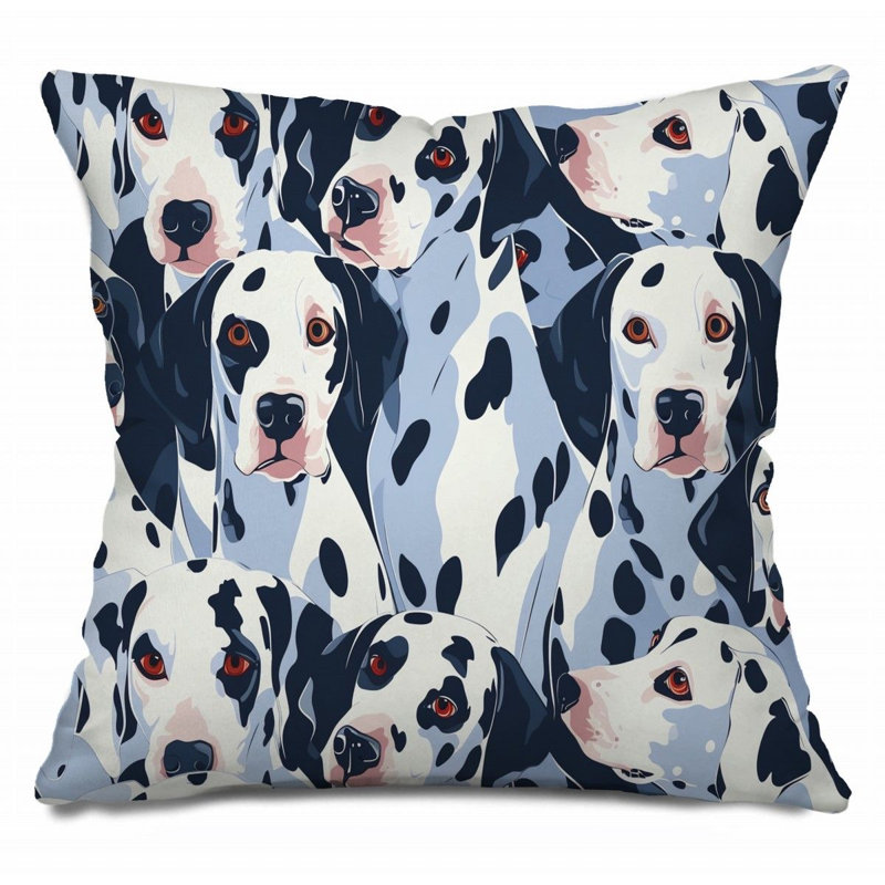 Coussin Dalmatian, sergé de coton animal, H 14 po x l 14 po