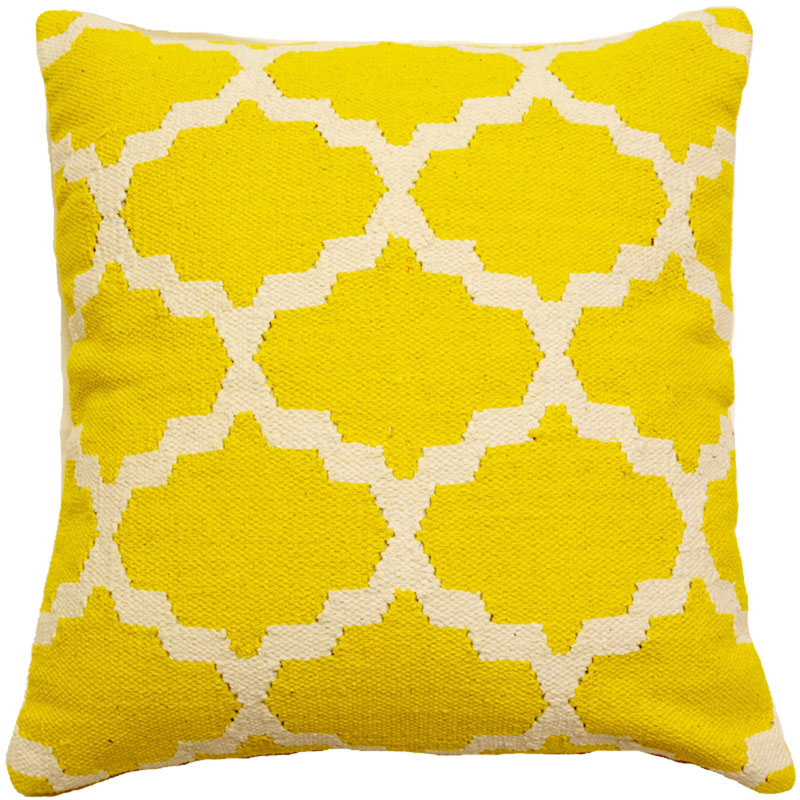 Housse de coussin en coton tissé, Jaune