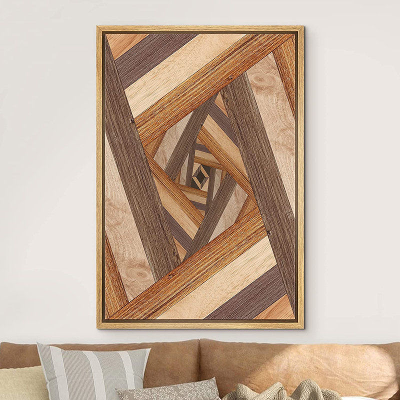Motif d'illusion géométrique brun torsadé - reproduction sur toile, L 16 po x H 24 po, Naturel