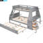 Lit superposé simple au-dessus d'un lit double avec lit gigogne et bureau, rangement - Lit gigogne gris Accessibilité-121020253