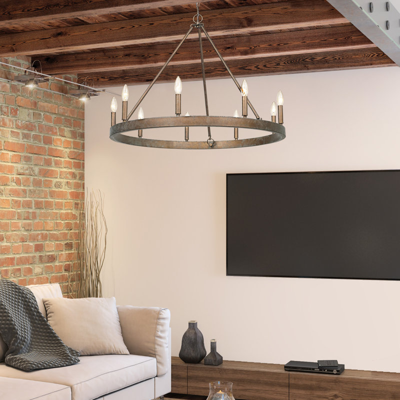 Halewood 9 - Light Steel Dimmable Round Chandelier