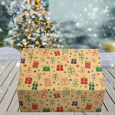 Christmas Decorations Christmas Gift Wrapping Paper Thick Christmas Kraft Wrapping Paper Christmas Tree Deer Gift Box Wrapping Paper