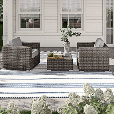 3-Piece Outdoor Wicker Rattan Patio Sofa Set