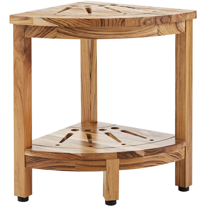 Banc de douche d'angle en teck, plage de douche en coin 100% bois de teck, H 17 po x l 12 po x P 12 po
