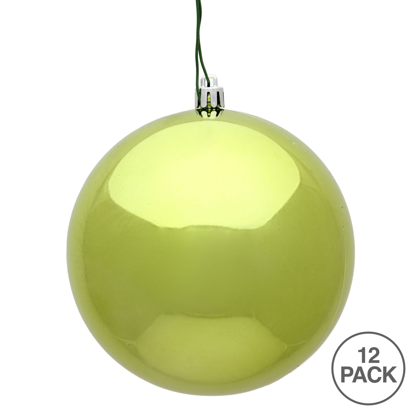 Holiday Décor Ball Ornament, Lime Shiny, 3" H x 3" W x 3" D