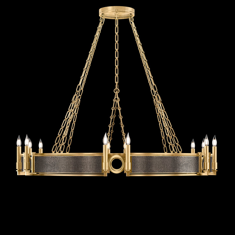 Mirage 12 - Light Chandelier, Pebble/Gold/Brass