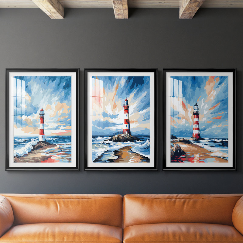 NAUTICAL Series Dxxix - Impression encadrée sur mesure de qualité supérieure - 3 pièces, H 19 po x l 27 po, Noir
