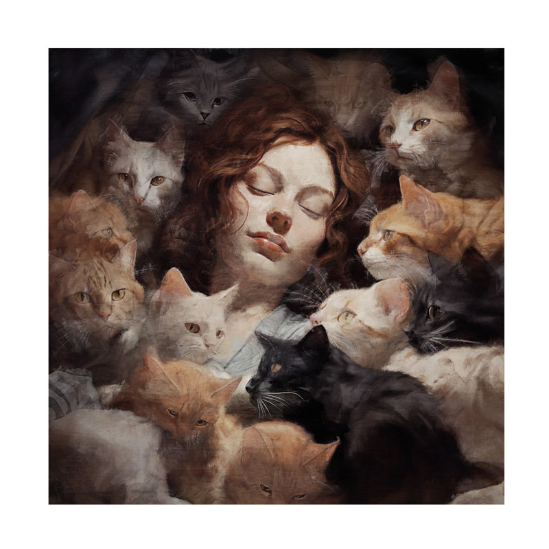 Art de Sasha, ses chats_ALI73098, H 35 po x l 35 po