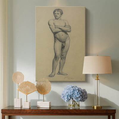 Male Nude with Arms Crossed -Gallery Wrapped Canvas by Gustav Klimt