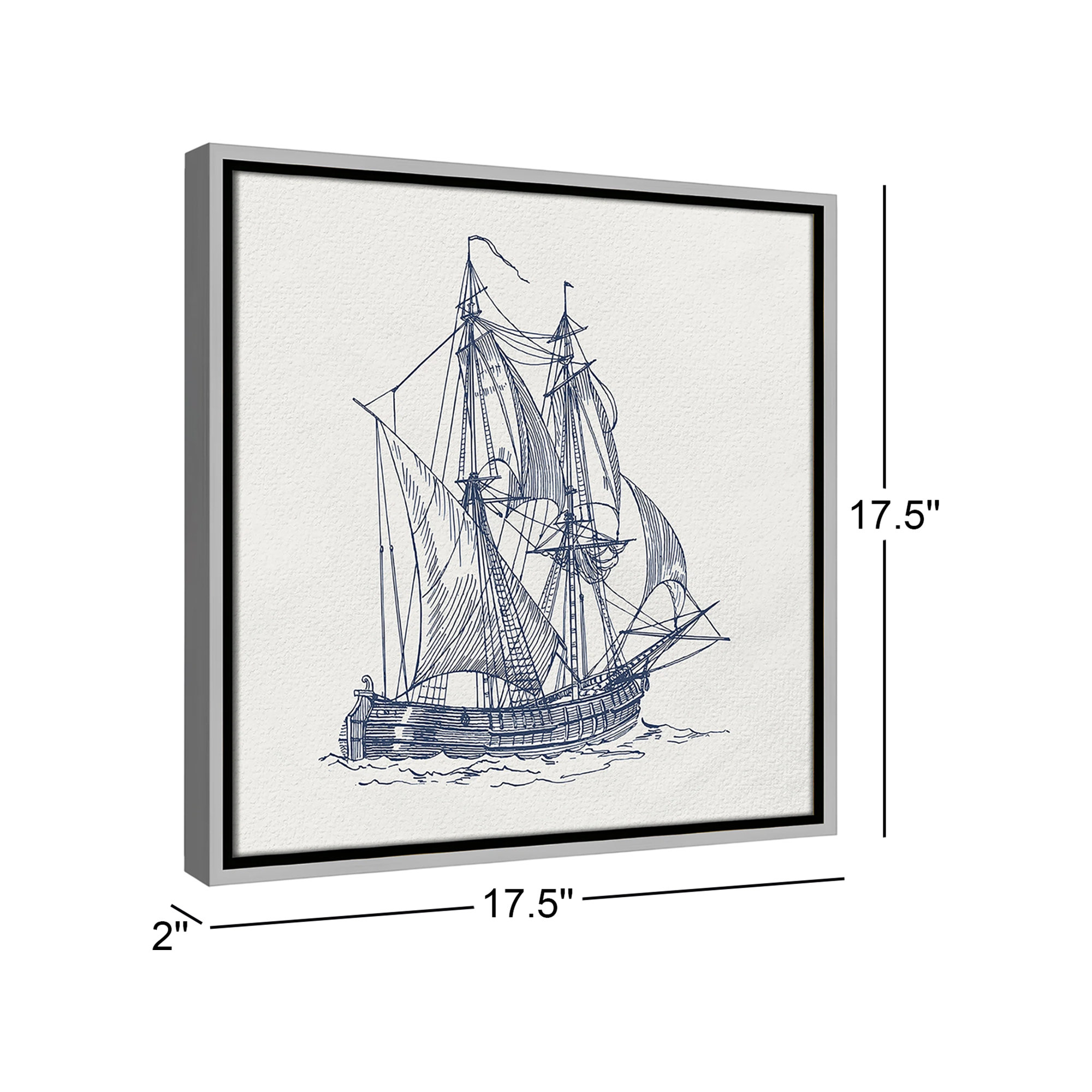 Into the Sea I Print by Kimberly Allen, Silver, 17.5" H x 17.5" W