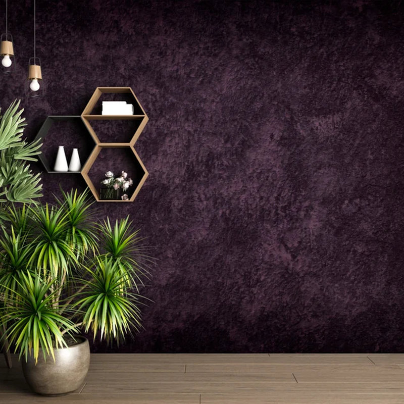 Murale texturée prune profonde, effet béton abstrait mauve foncé, décoration murale moderne Moody, L 108 po x l 96 po