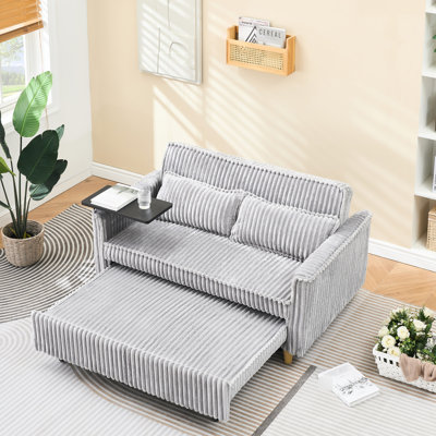 Velours côtelé gris à couper le souffle avec plateau de bureau mobile et socle de charge