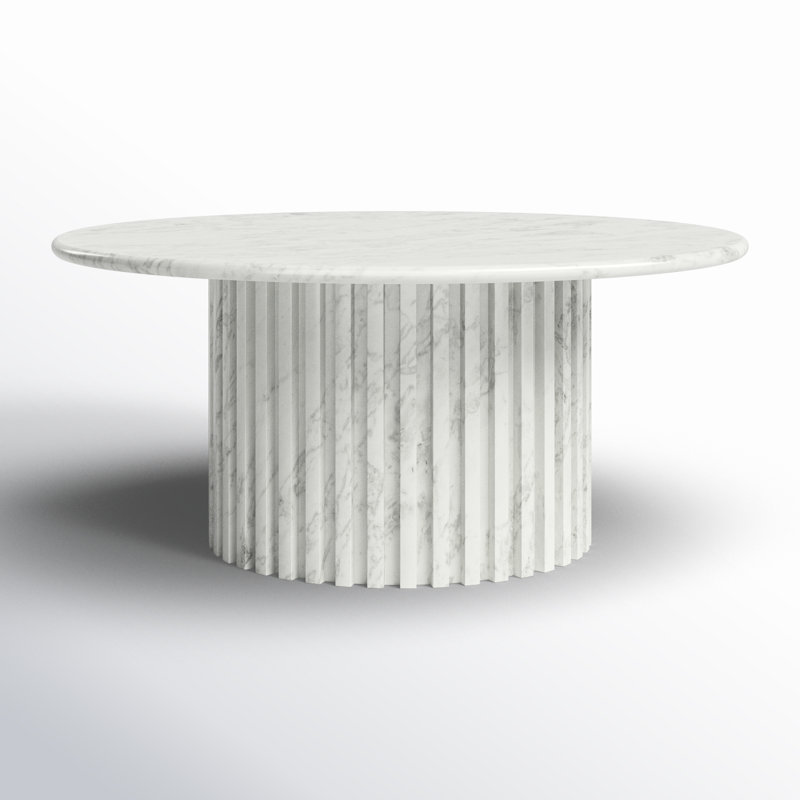 Carreiro Tokay Pedestal Coffee Table, White Marble