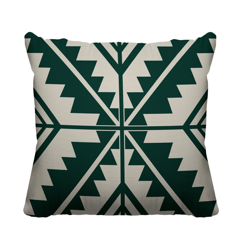 Coussin décoratif intérieur / extérieur Tala Southwestern, L 15 po x H 15 po, Émeraude