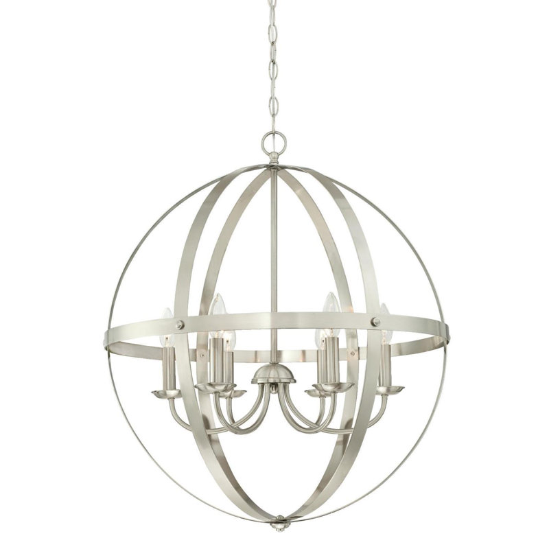Dassel 6 - Light Lantern Globe Chandelier, Brushed Nickel