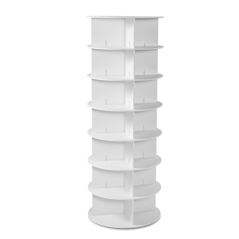 Étagère à chaussures rotative 7 niveaux 7 ° tournante à 360 ° ..., 8,66 x 26,38 x 26,38 pouces, PVC, 1 pièce, étagère à chaussures, blanc, solution de rangement polyvalente