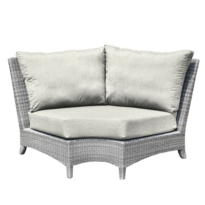 Bella Wicker Outdoor Sectional Corner Chair, Gray, Canvas Granite Sunbrella® Canvas