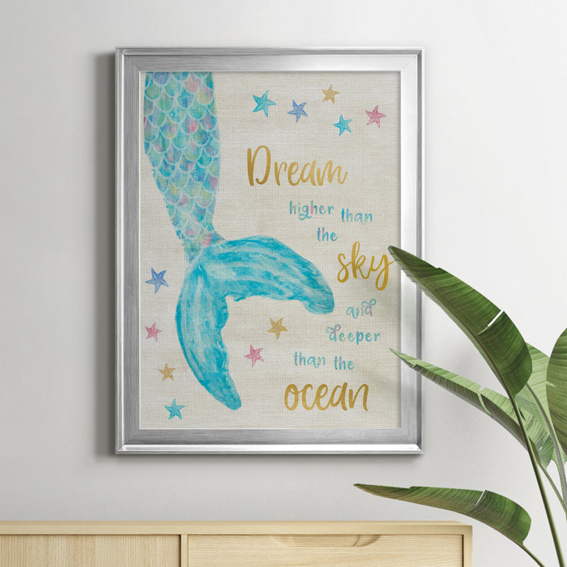 «Mermaid Dream», art textuel sur toile, H 22,5 po x l 30,5 po x P 1,5 po, Argent
