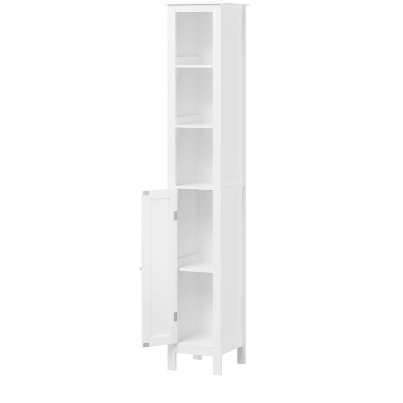 66.92" Tall Bathroom Cabinet With Adjustable Shelves - 1 Door Freestanding Slim For Home, Bathroom, Kitchen, White Storage Gym