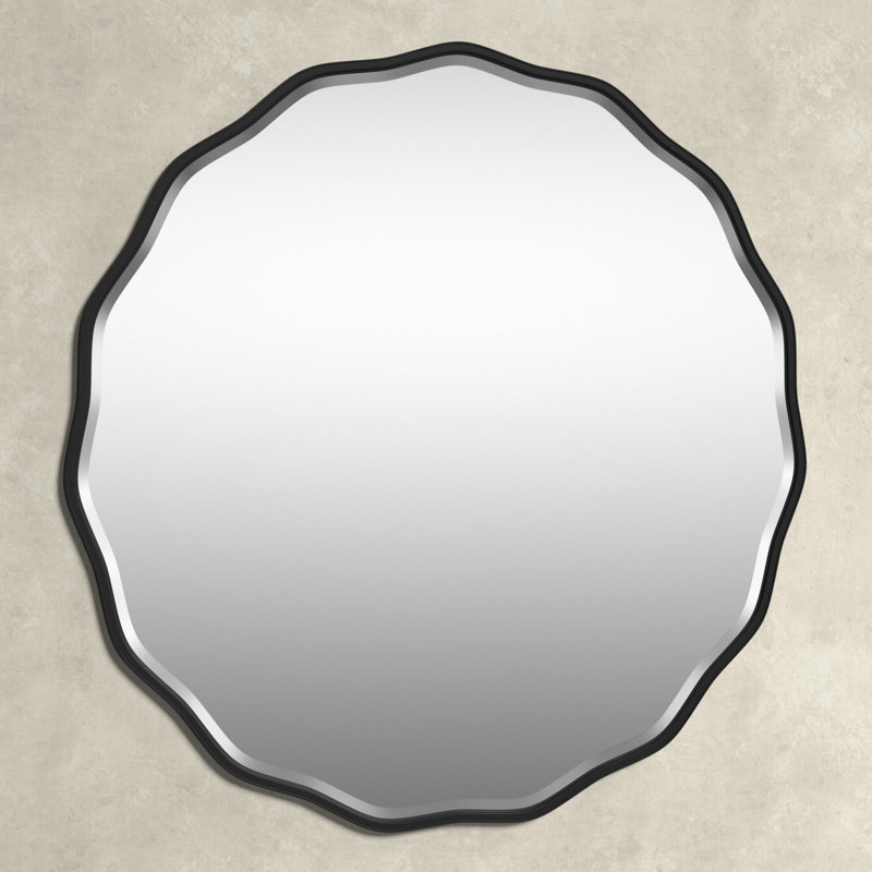 Wilmot Scalloped Wall Mirror, Satin Black