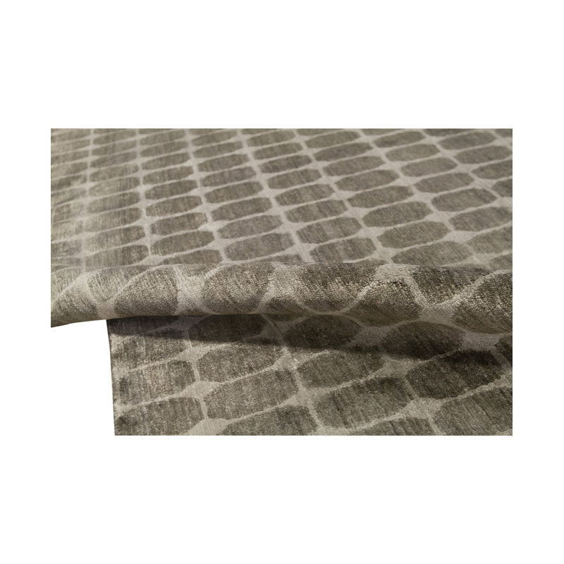 Tapis gris et ivoire noué à la main de haute qualité