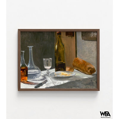 Nature morte avec bouteille, carafe, pain et vin par Claude Monet, art mural Monet, reproduction de peinture à l'huile Monet, art mural vin, impression de bouteille de vin