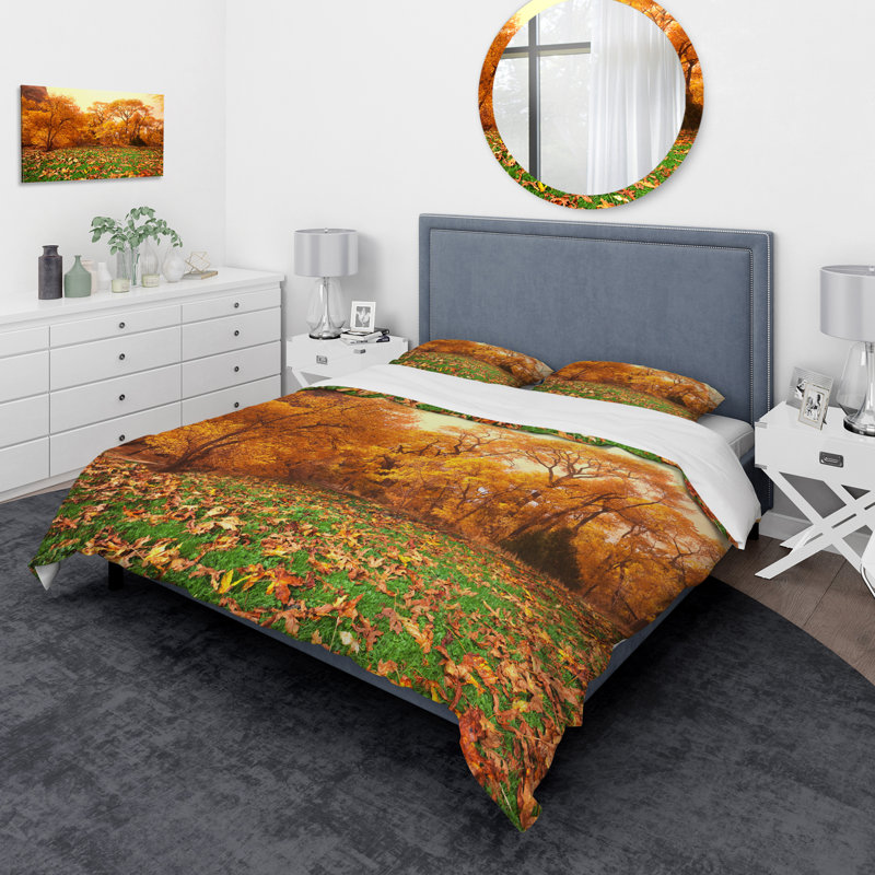 Beautiful Autumn with Green Grass - Ensemble de housse de couette paysage - Microfibre de polyester