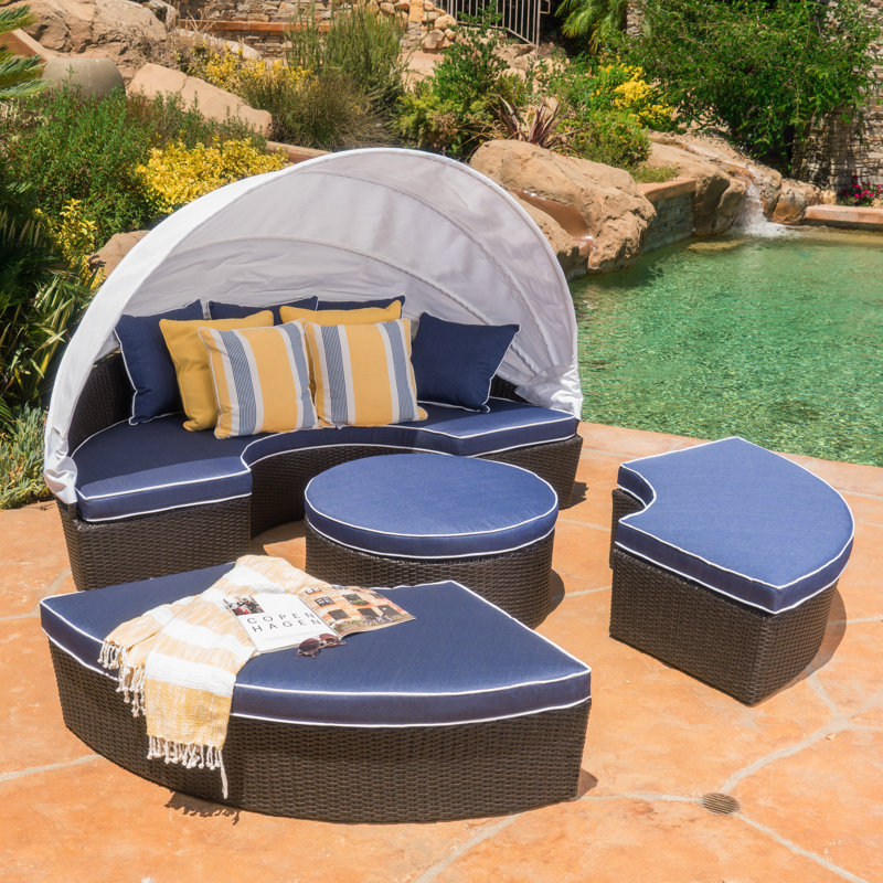 Ensemble de conversation modulaire avec coussins 4 pièces Avesta, Bleu marine