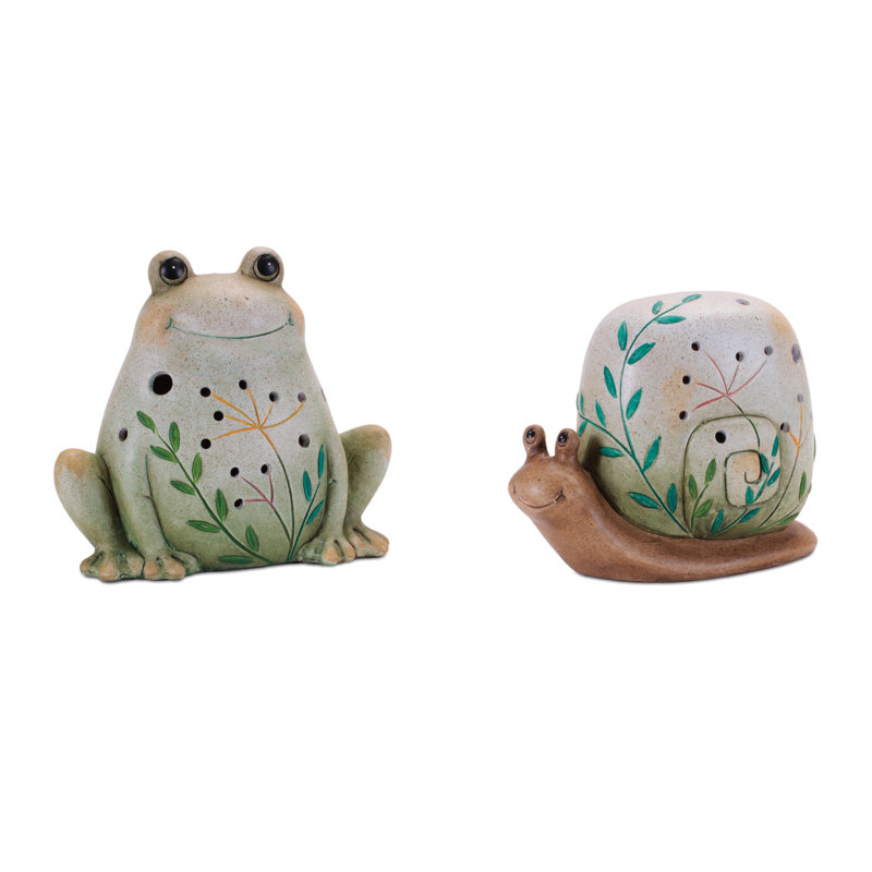 Décoration grenouille et escargot en terre cuite