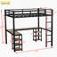 Lit mezzanine en métal avec bureau et lit mezzanine avec échelle et garde-corps
